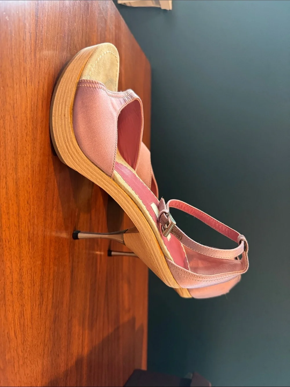NWOT Prada Blush Pink Leather Platform Ankle-Strap Heels